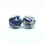 Button Earrings -japan Blu..