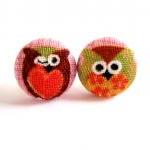 Button Earrings -hoot Hoot..
