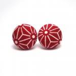 Button earrings -Red Origami